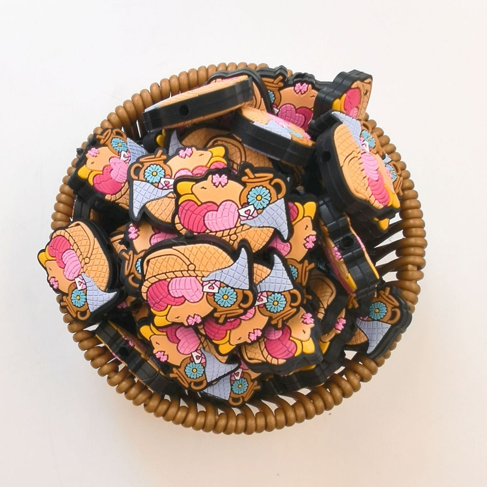 Wholesale 10pcs Cartoon Creative Basket Love Silicone Beads